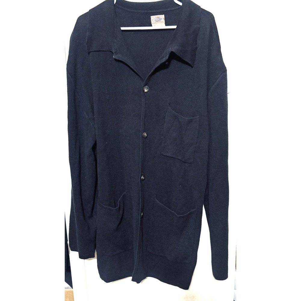Vintage Basco Sportswear Sweater Mens M Black Cardigan Cotton blend grandpa 90s